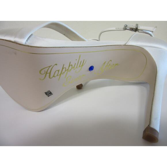 JESSICA SIMPSON White Matte Satin 8 1/2 M Ankle Buckle Happily Ever After Heels - Picture 7 of 10